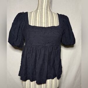 Anthro Maeve Batia Black Babydoll Blouse XS